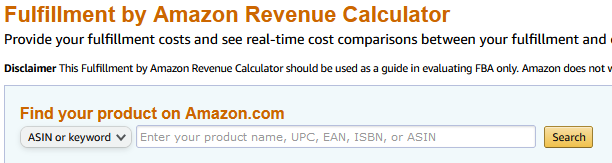 Fulfillment by Amazon Revenue Calculator