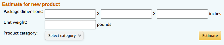 Fulfillment by Amazon Revenue Calculator dimensions